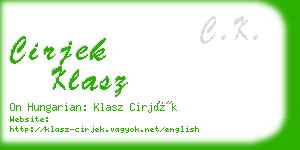 cirjek klasz business card